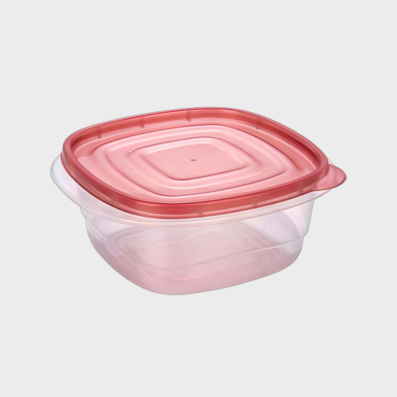 PFB010 1000 ml négyzet alakú PP élelmiszer- és mezőgazdasági tárolóedénykészlet piros fedéllel